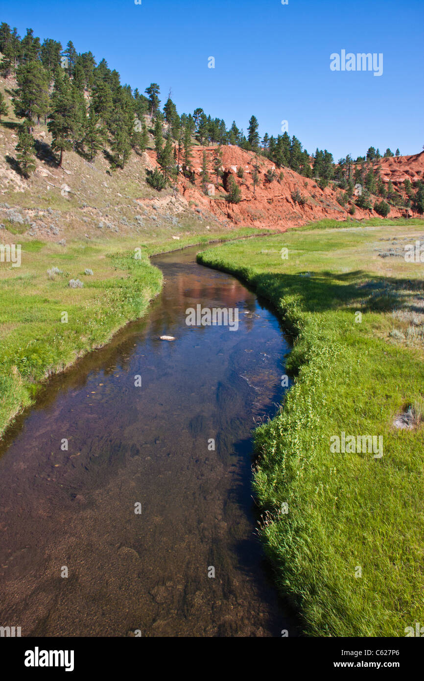 Belle Fourche River in Wyoming at the Devil's Tower National Monument and Preserve Stock Photo