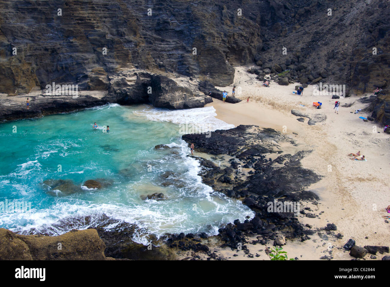 Halona Beach Cove Oahu. nicknamed Eternity Beach after scene from movie 'From here to Eternity' Stock Photo