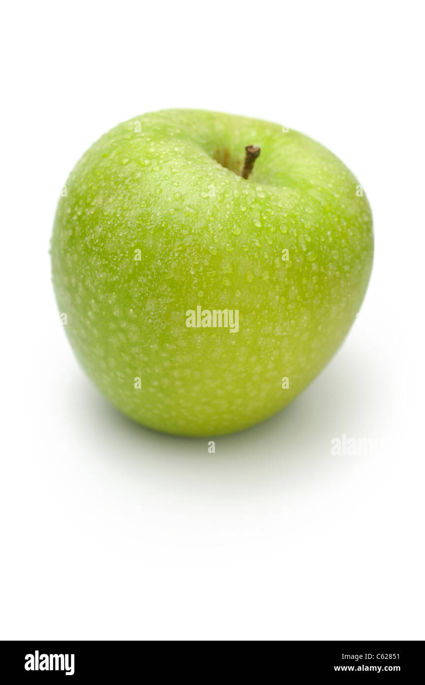 Granny Smith Apple, One Single Whole Granny Smith Green Apple Stock Photo