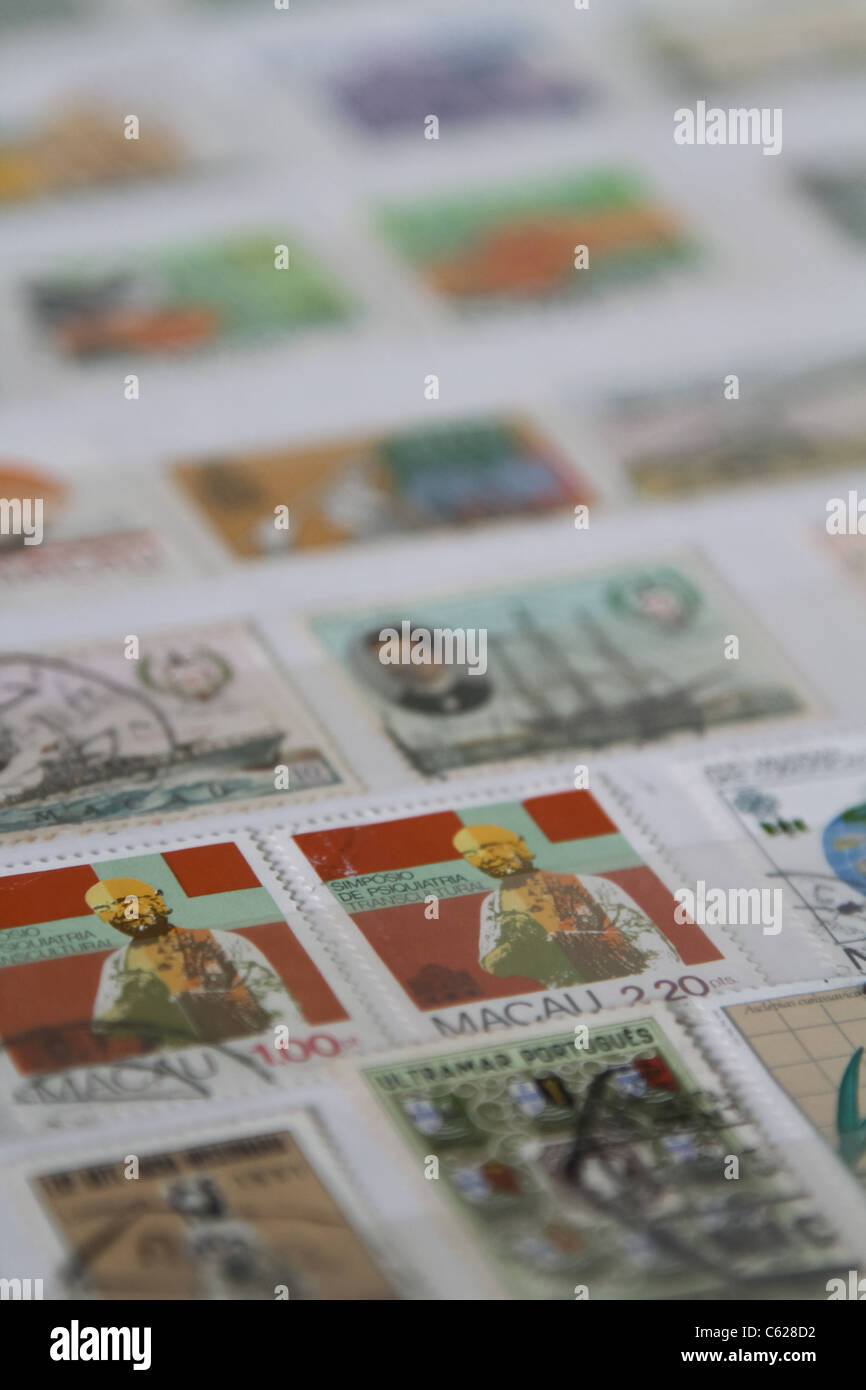 Macau stamp stamps collection Stock Photo