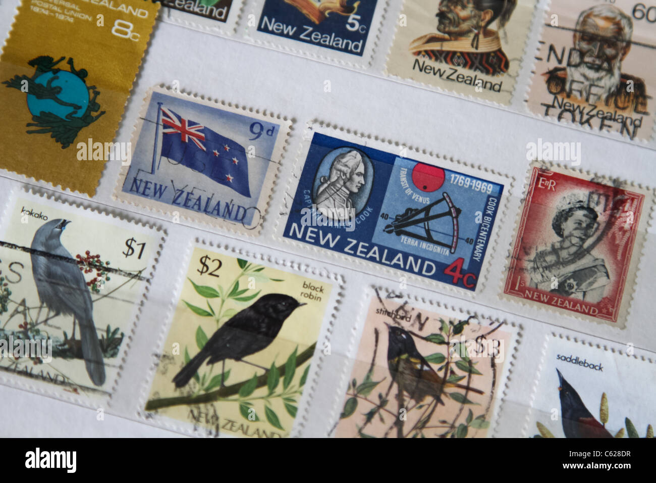 "New Zealand" stamp stamp collection Stock Photo Alamy