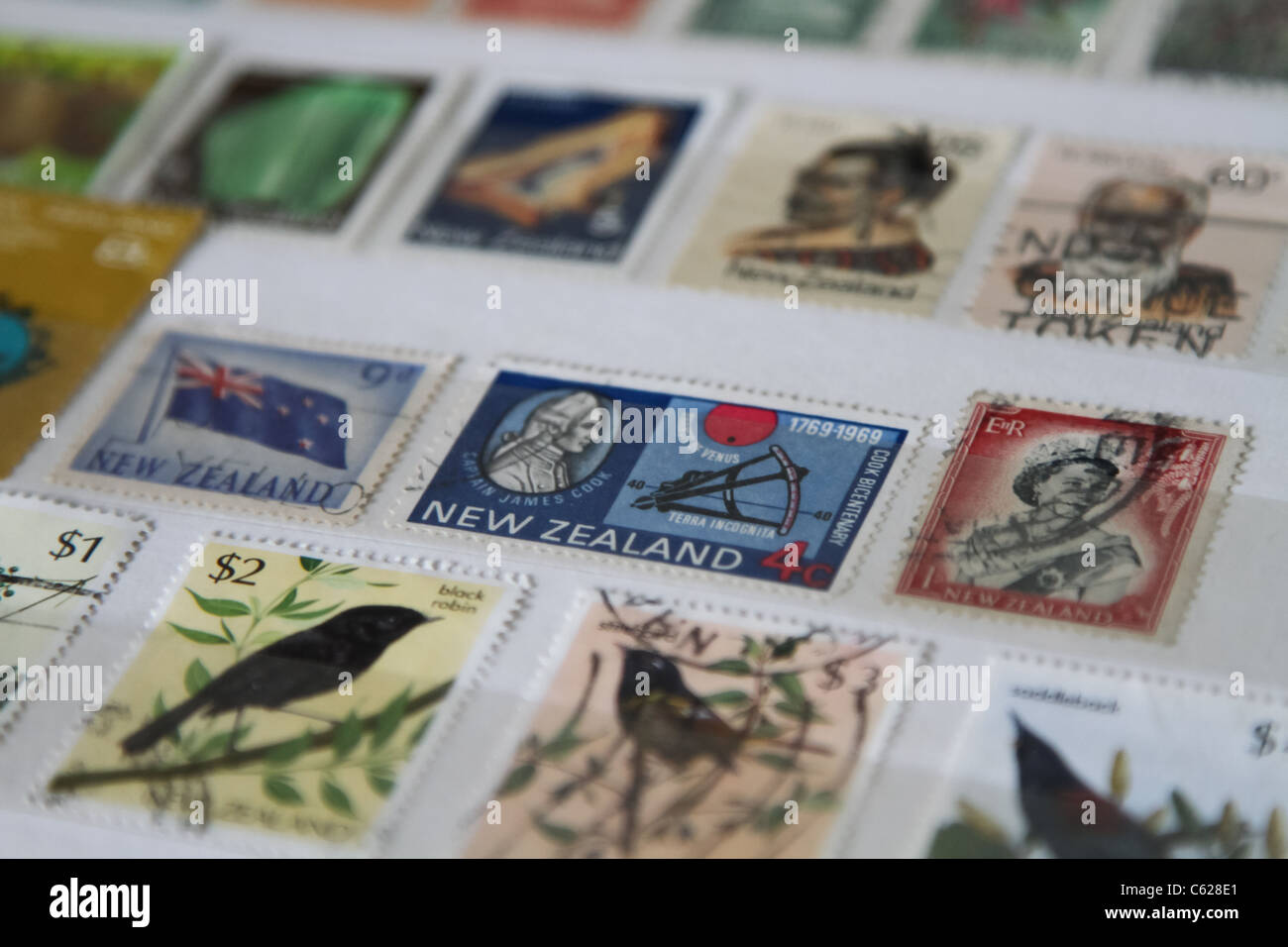 "New Zealand" stamp stamp collection Stock Photo Alamy