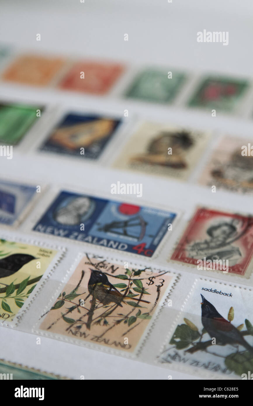 "New Zealand" stamp stamp collection Stock Photo Alamy