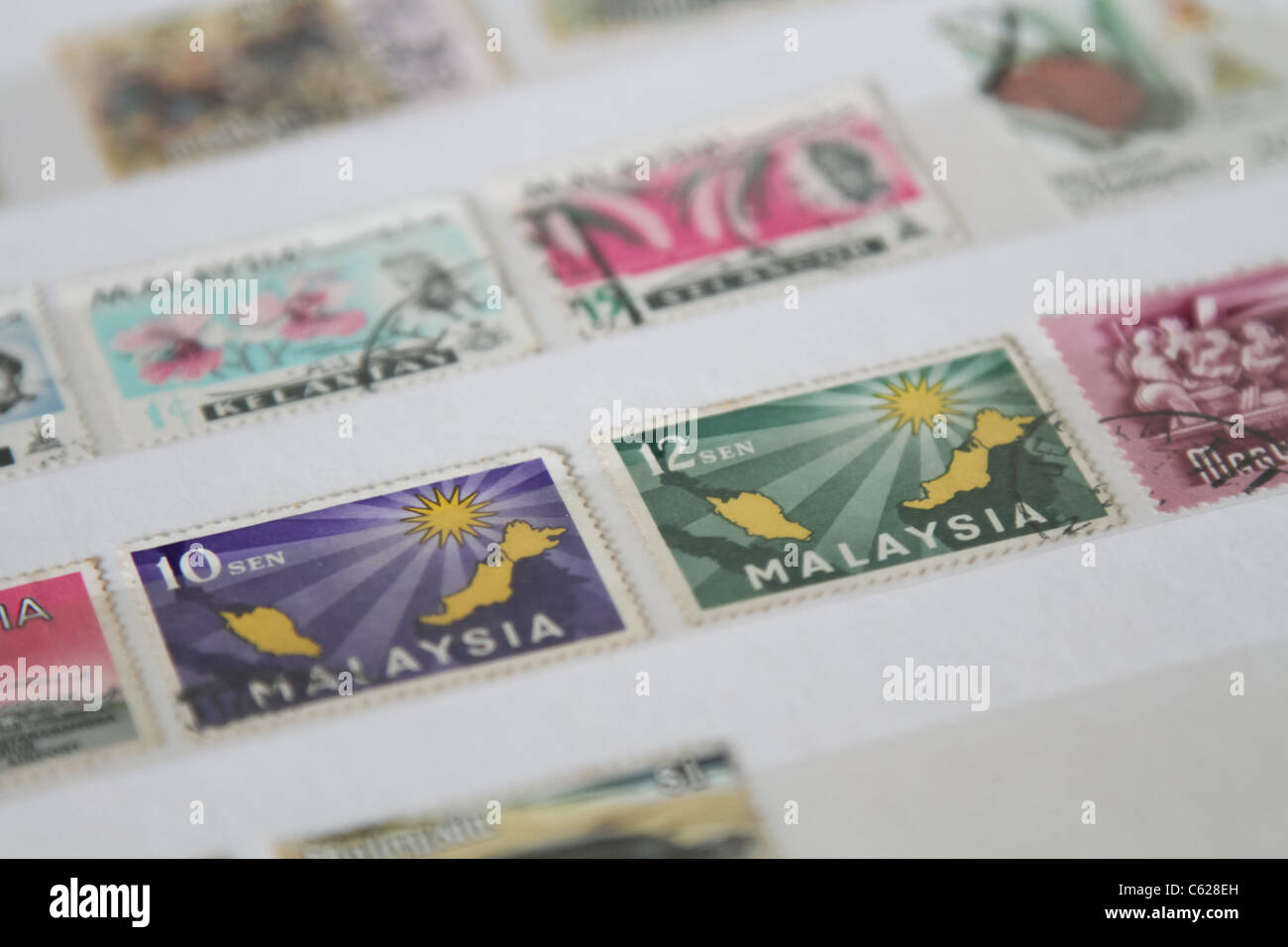 Malaysia stamp stamp collection Stock Photo