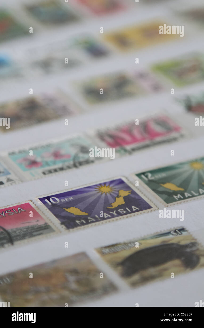 Malaysia stamp stamp collection Stock Photo