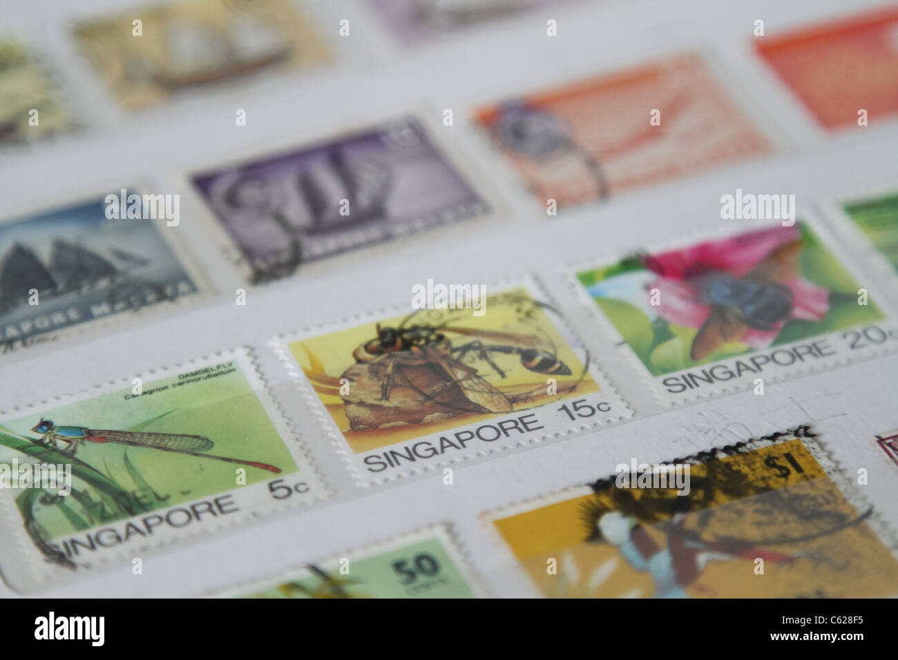 Singapore stamp stamp collection Stock Photo Alamy
