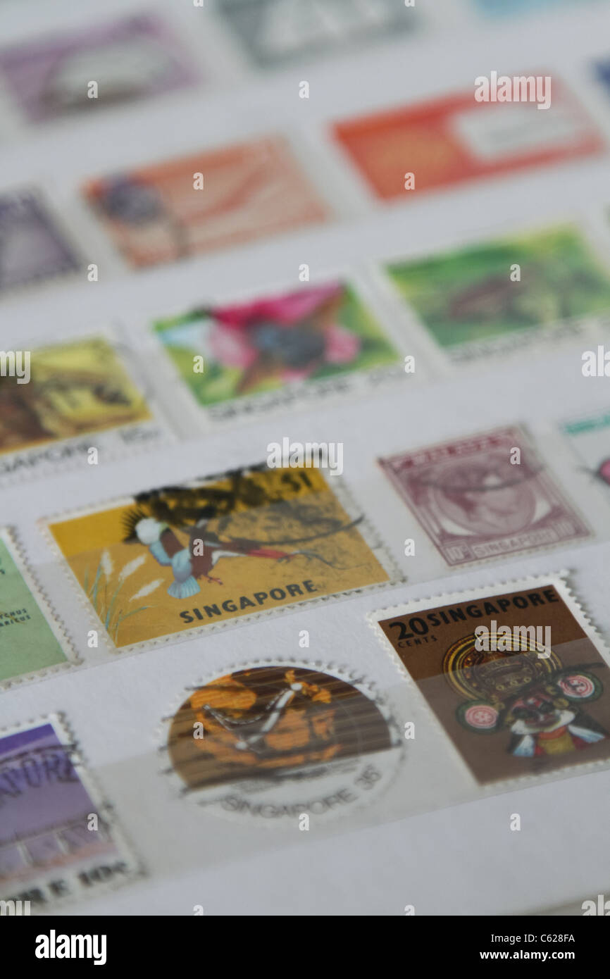 Singapore stamp stamp collection Stock Photo Alamy