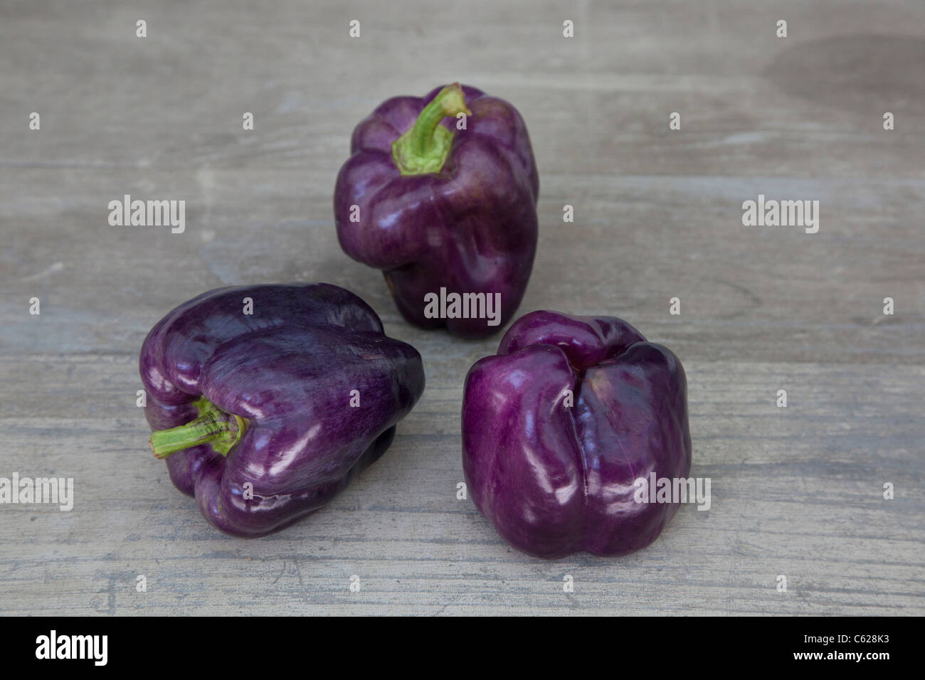 purple sweet peppers Stock Photo