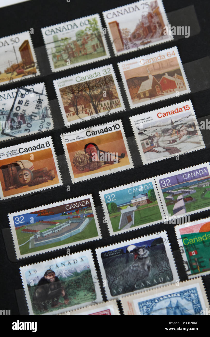 Canadian stamp Canada stamps collection Stock Photo Alamy