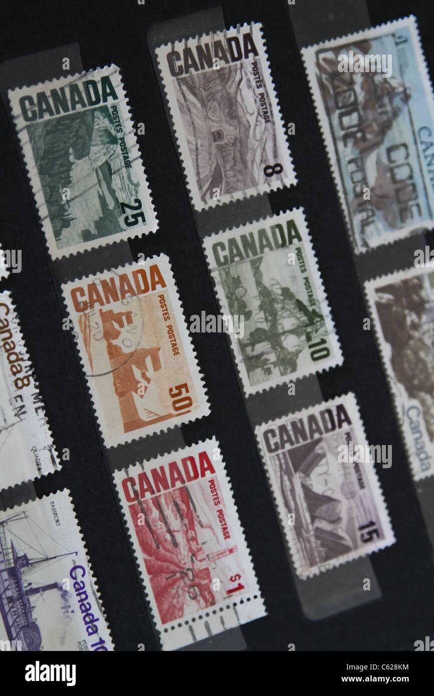 Canadian stamp Canada stamps collection Stock Photo Alamy