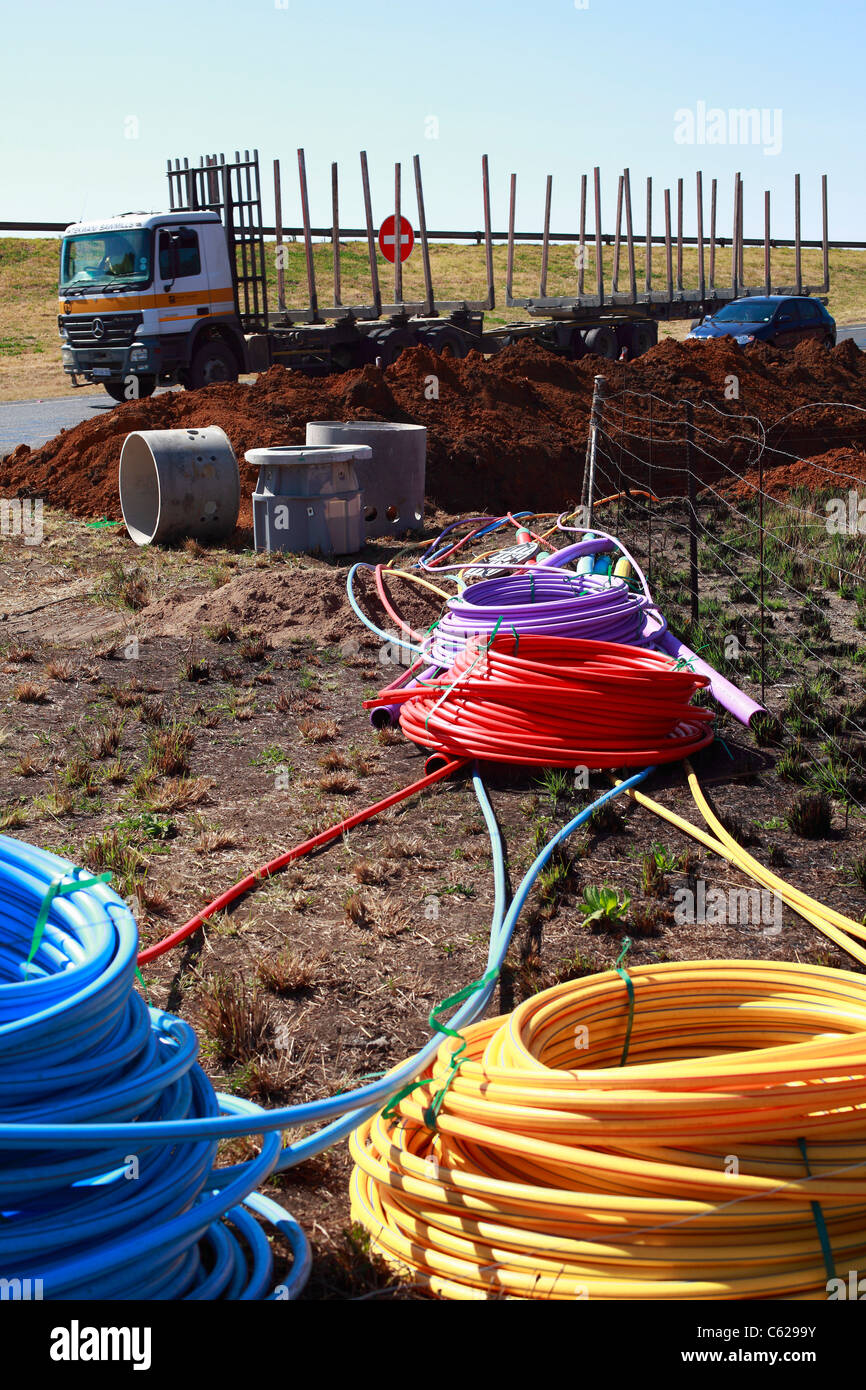 Fibre optic cable being installed alongside the 600km N3 highway