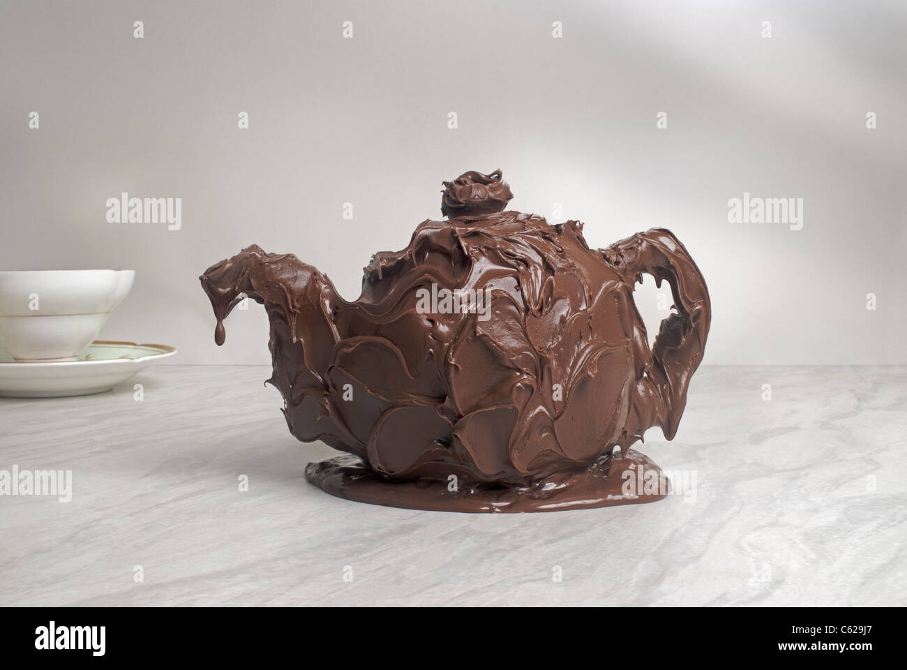 Teapot made of chocolate Stock Photo Alamy