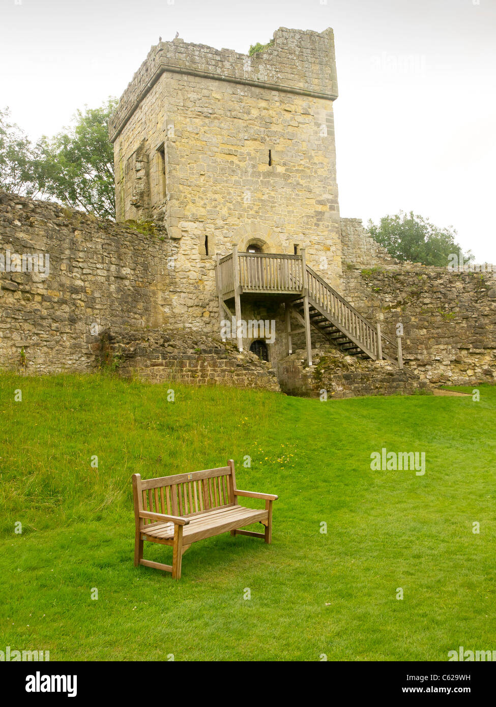 Diate Hill Tower in the outer wall of Pickering Castle North Yorkshire England Stock Photo