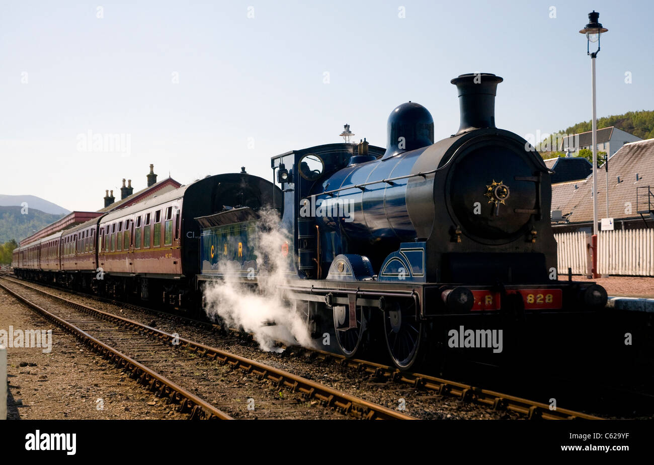 caledonian railways steam locomotive 828,mcintosh 0-6-0 812 class,strathspey steam railway,highlands,scotland Stock Photo