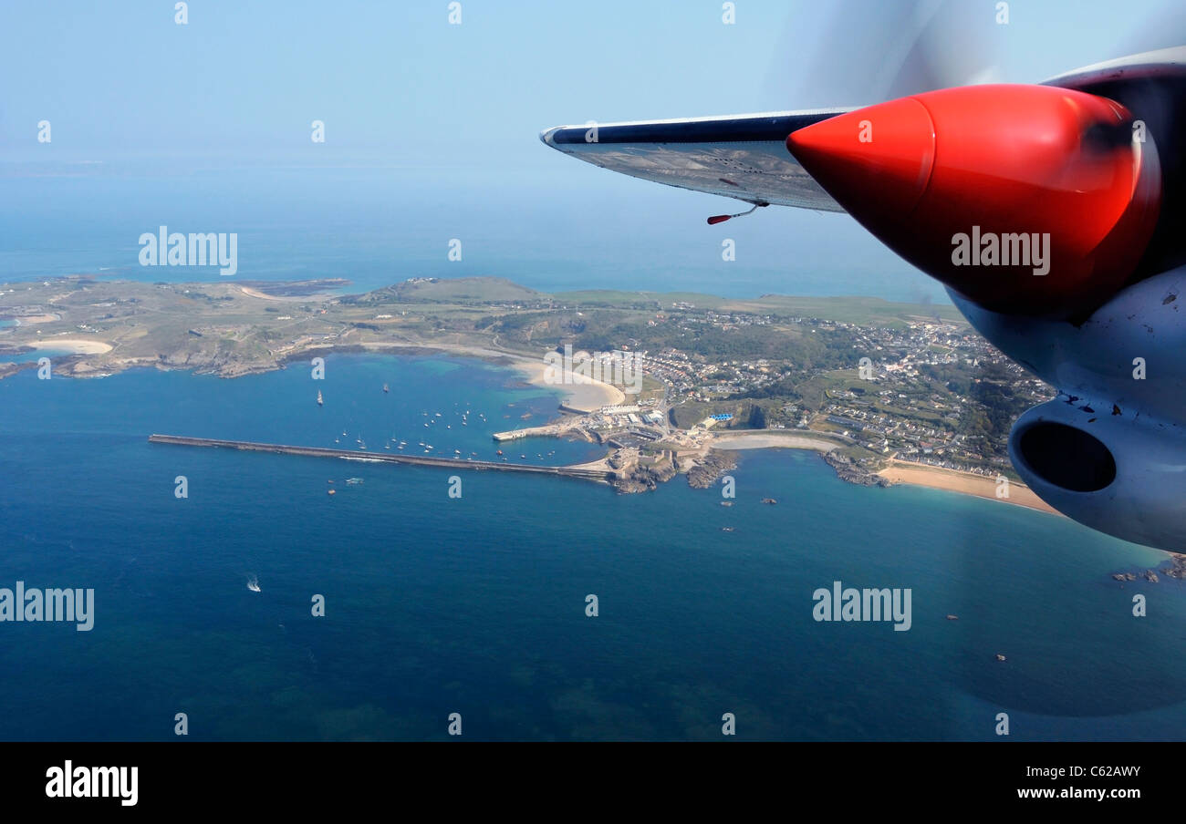 Aerial view of Alderney, Channel Islands Stock Photo