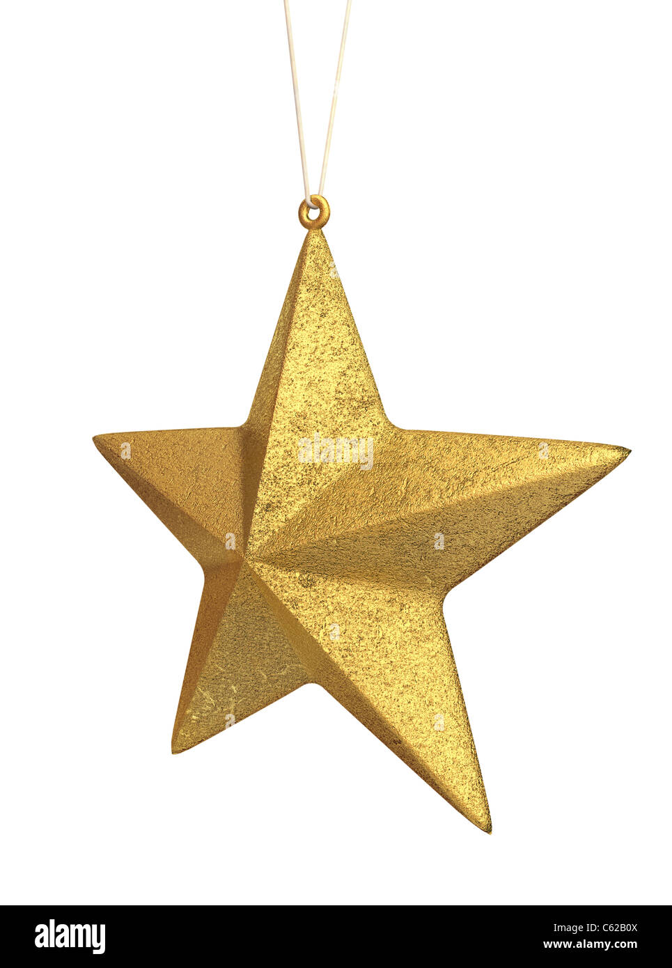 Gold Christmas star isolated over a white background Stock Photo - Alamy