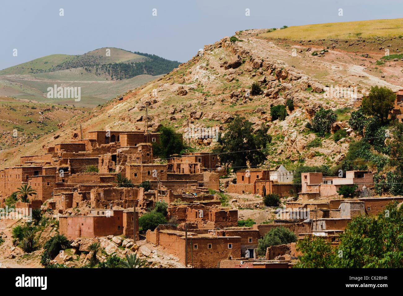 Moroccan village in foothills of Atlas mountains Morocco Stock Photo
