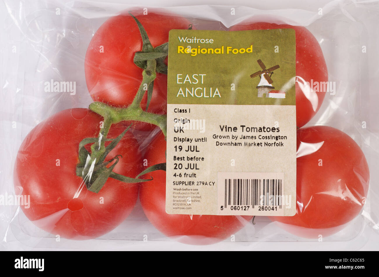 Waitrose East Anglian vine tomatoes Stock Photo