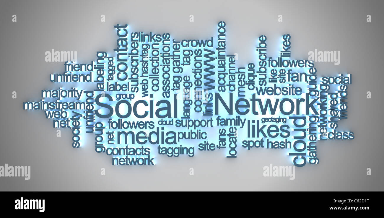 Social network tag cloud Stock Photo