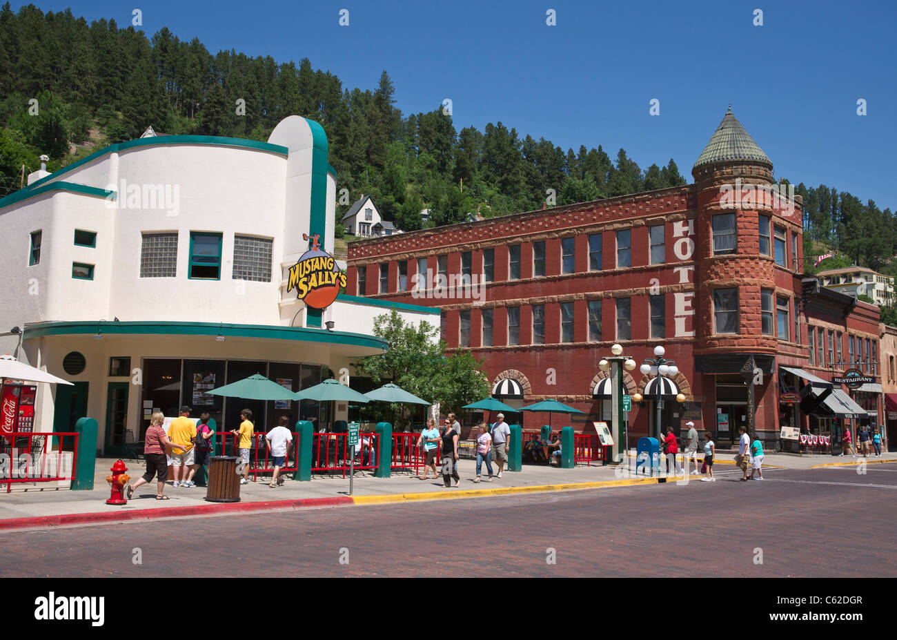 Historic downtown of Deadwood town in Black Hills South Dakota SD ...