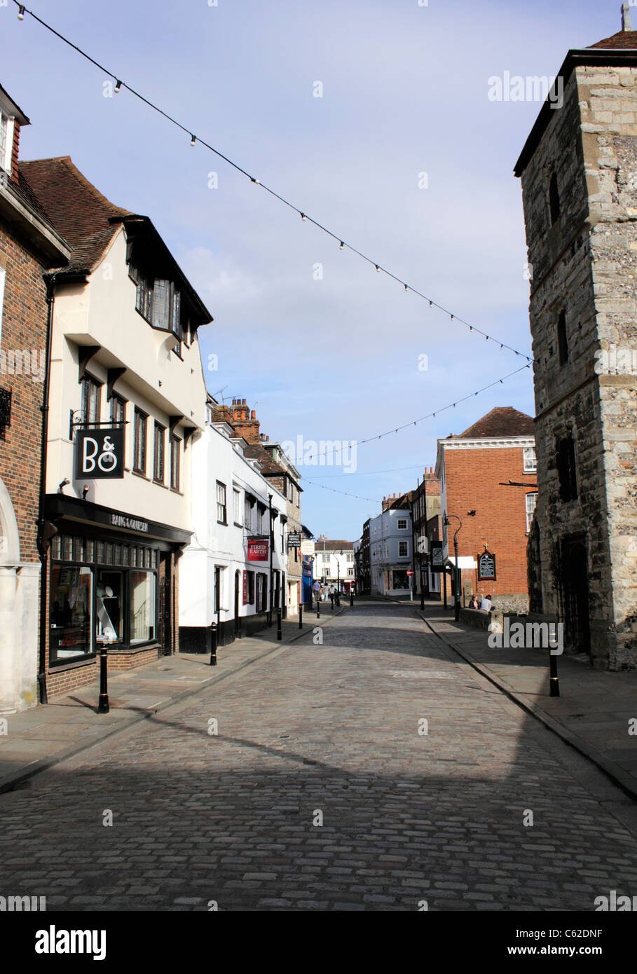 View along Burgate cobbled lane in Canterbury Kent Stock Photo