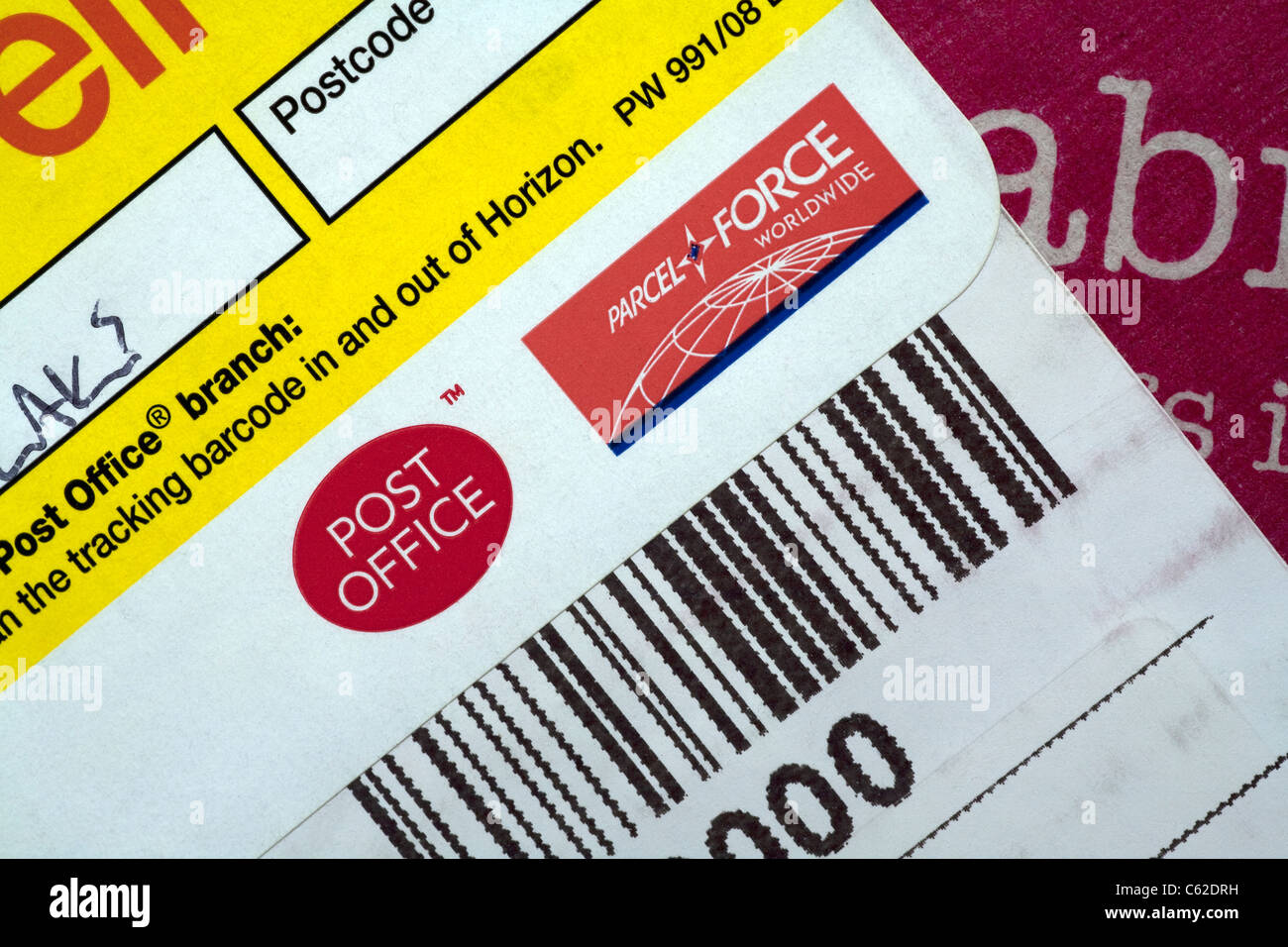 Detail of the bar code from a Parcel Force delivery and destination label  Stock Photo - Alamy