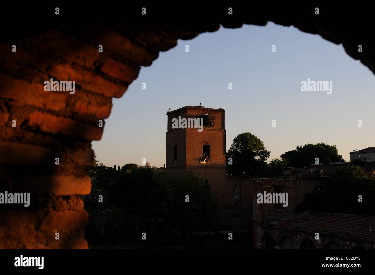 Balcony - Tower belonging to the Wall of ALCALA DE HENARES ( 13 th ) .SPAIN Stock Photo