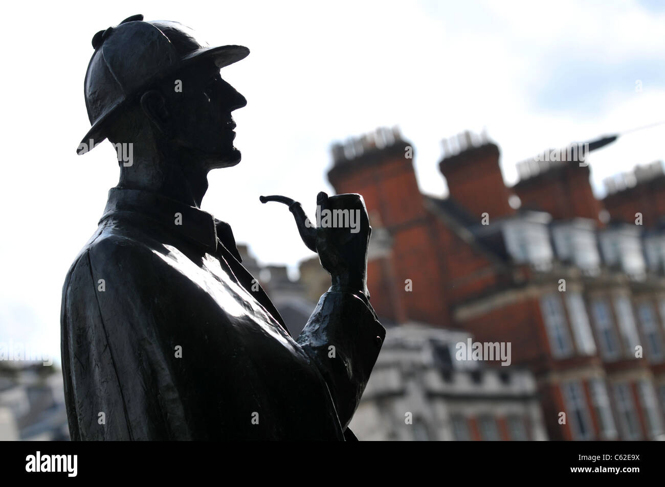Sherlock Holmes statue, Baker Street, Marylebone, London, Britain, UK Stock Photo