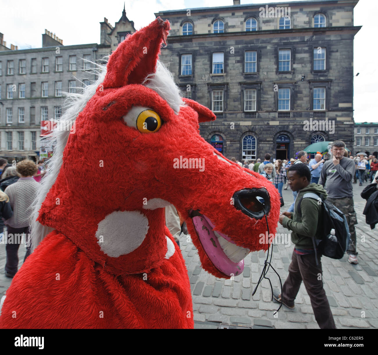 Fringe performers on the High Street in Edinburgh during the Fringe Festival 2011 Stock Photo