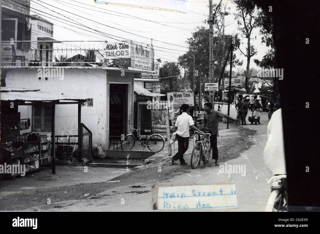 Street scene of Main Street in Bien Hoa, Vietnam in 1965 taken by a U.S. soldier of the 173rd Airborne Bridgade which was one of Stock Photo