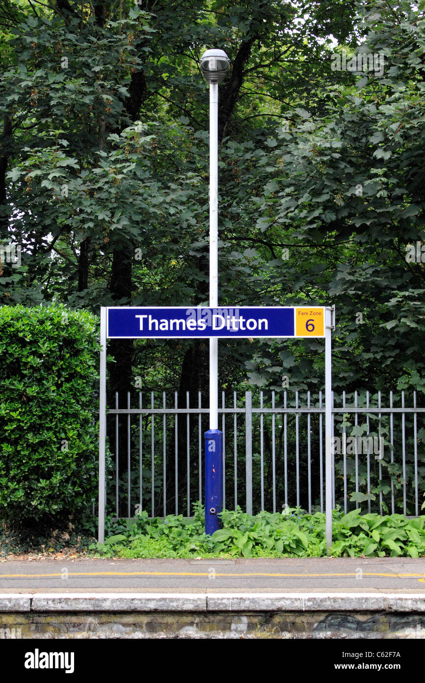 Thames Ditton Station, South West Trains Zone 6 Commuter belt. Near Hampton Court Surrey England UK Stock Photo