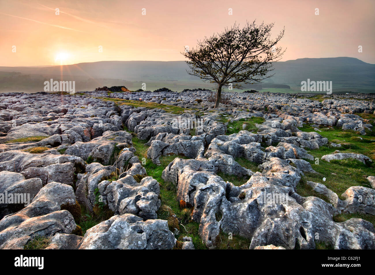 The Yorkshire Dales National Park at Dusk. Stock Photo