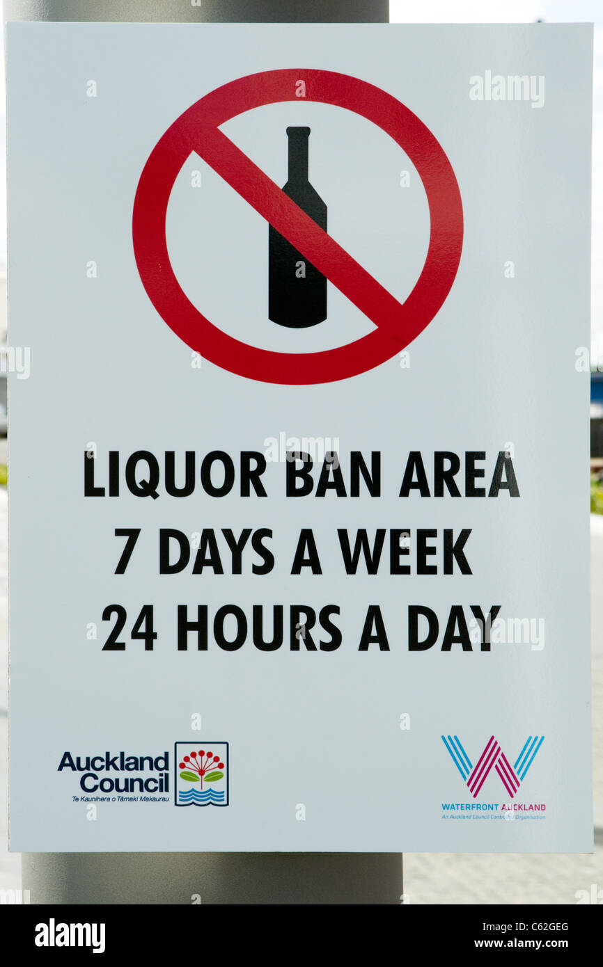 Liquor Ban Sign, Wynyard Quarter, Auckland, New Zealand, Wednesday