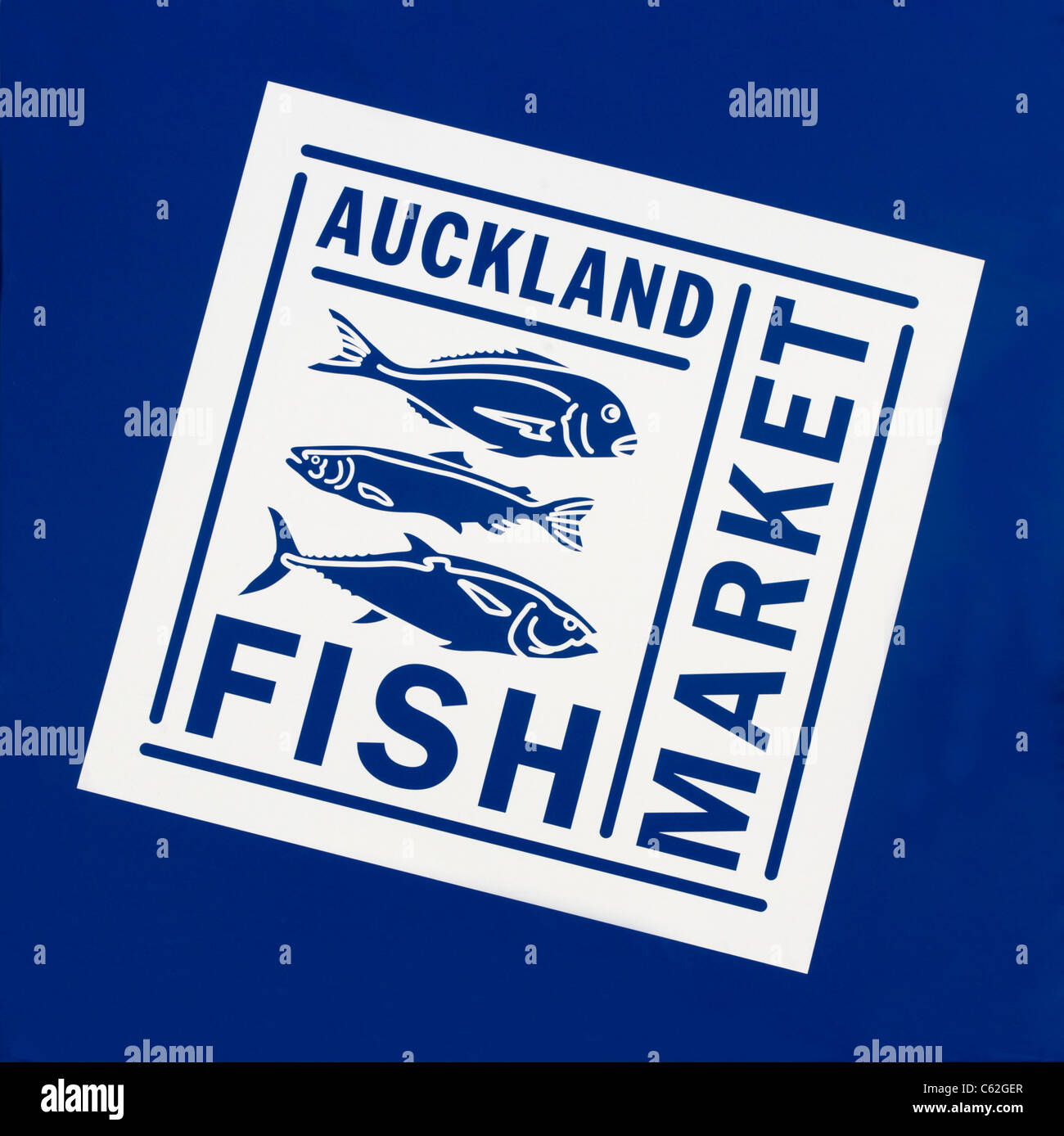 Fish Market Sign, Wynyard Quarter, Auckland, New Zealand, Wednesday, August 10, 2011 Stock Photo