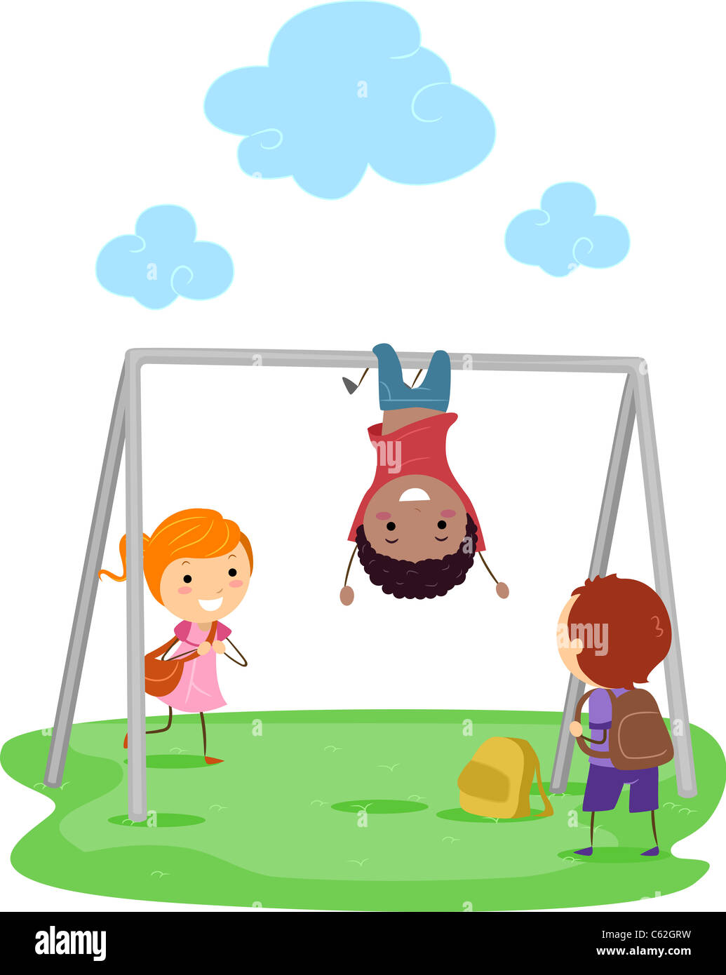 Illustration of Kids Playing with a Monkey Bar Stock Photo Alamy