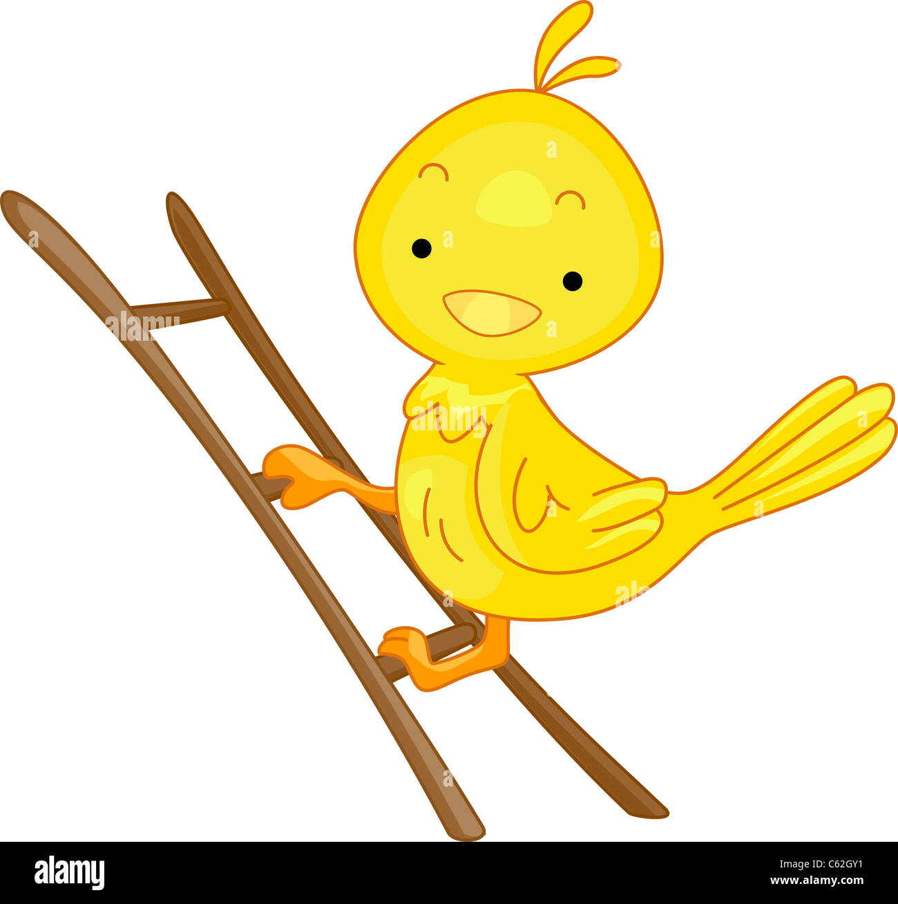 Illustration of a Bird Climbing a Ladder Stock Photo Alamy