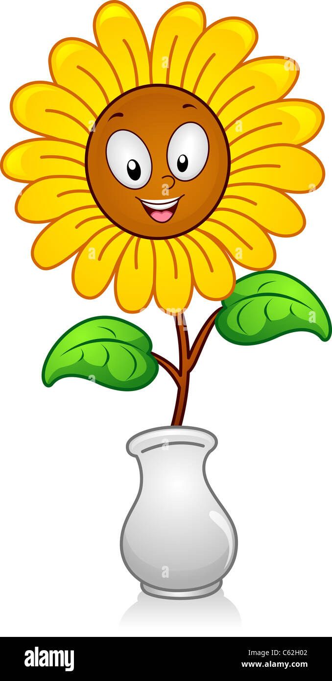 Illustration Of A Yellow Flower In A Flower Vase Stock Photo