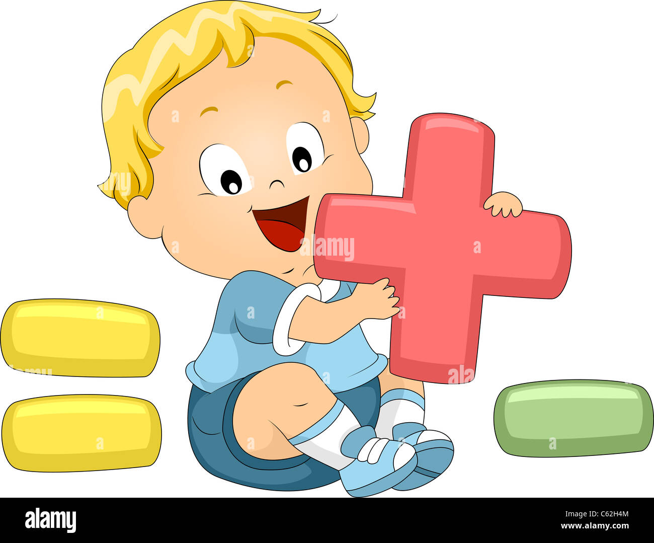 Illustration of a Toddler Playing with Mathematical Symbols Stock Photo ...