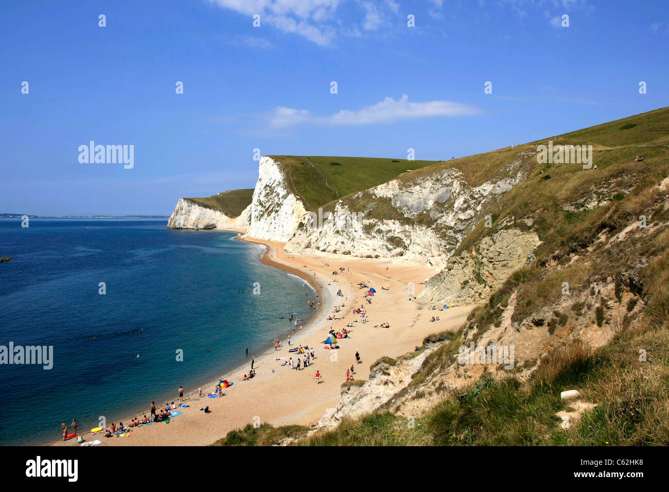 The chalk cliffs of the Purbeck hills on the South Coast in Dorset Stock Photo