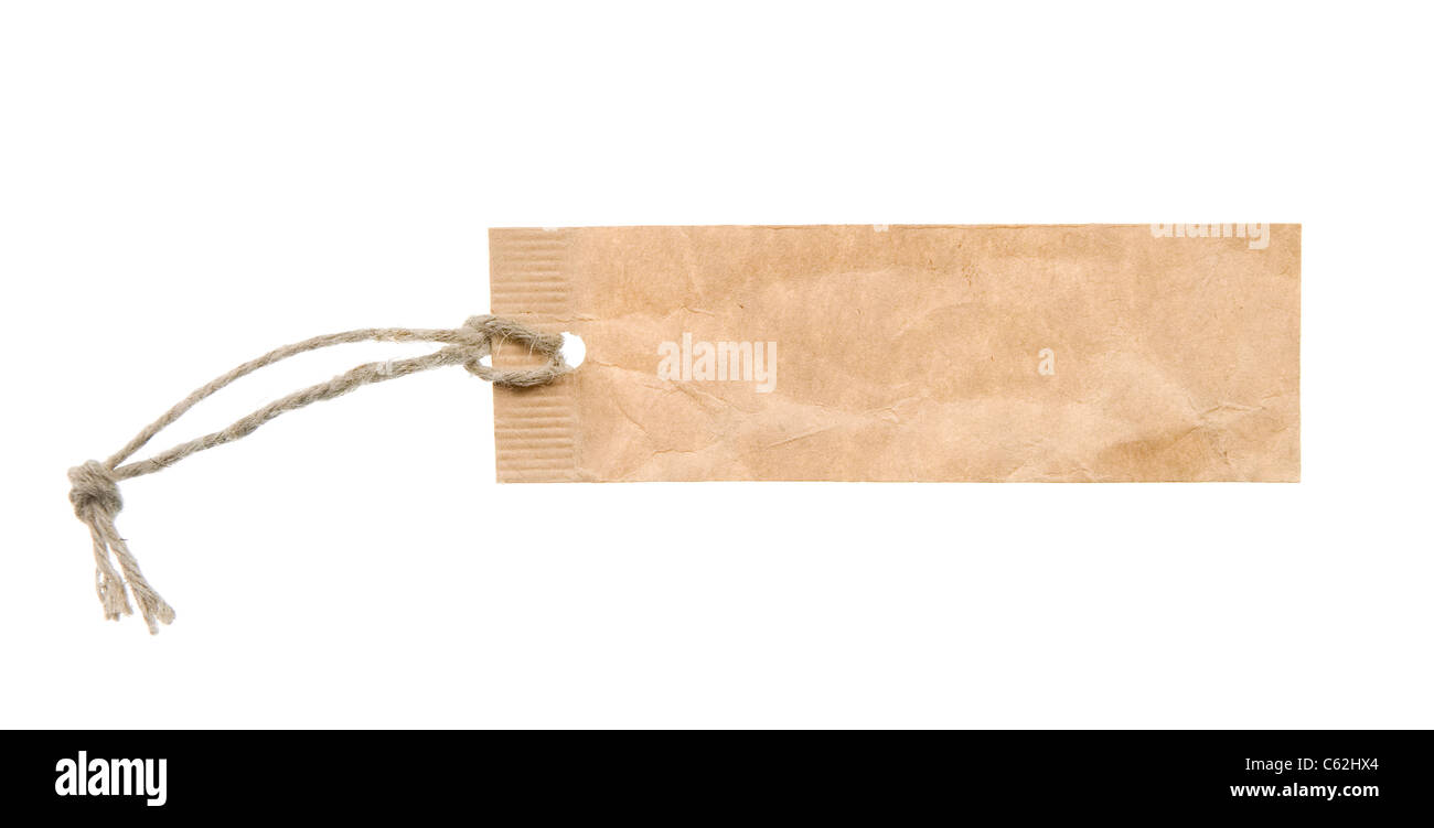 Place for writing made from grunge paper label with brown string