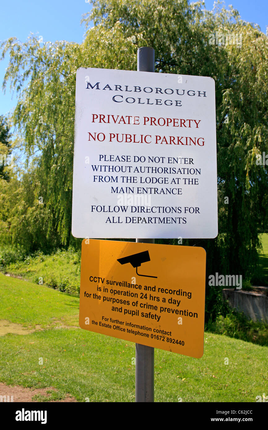 Sign at Marlborough College Wiltshire Stock Photo