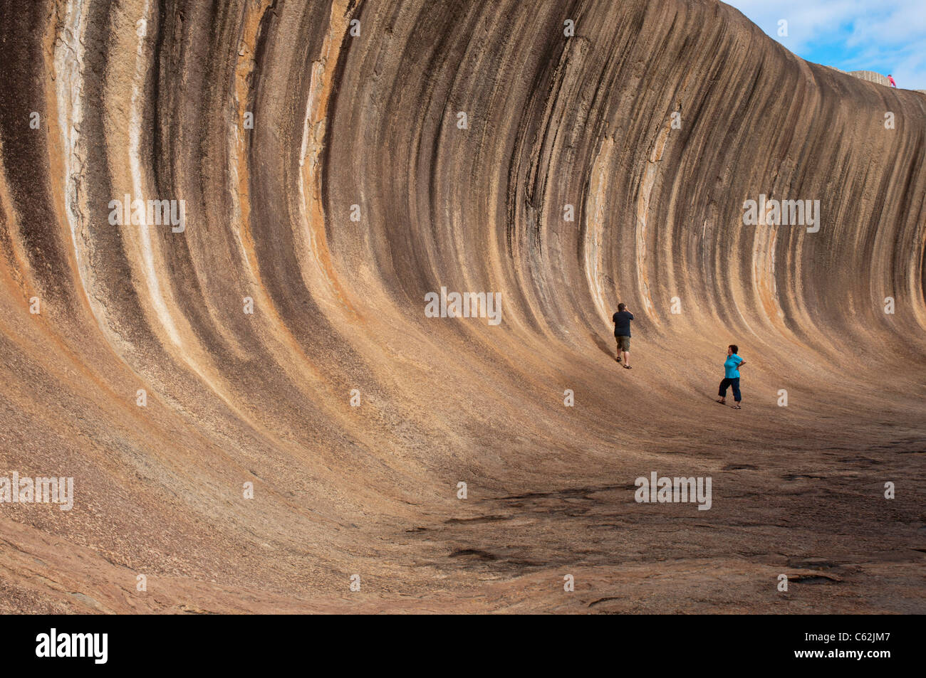 Wave Rock a geological formation of multi-coloured granite near Hyden in Western Australia Stock Photo