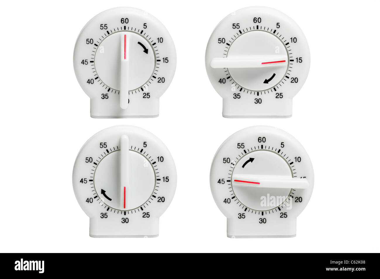 https://c8.alamy.com/comp/C62K08/collection-of-kitchen-timers-showing-dial-setting-at-different-times-C62K08.jpg