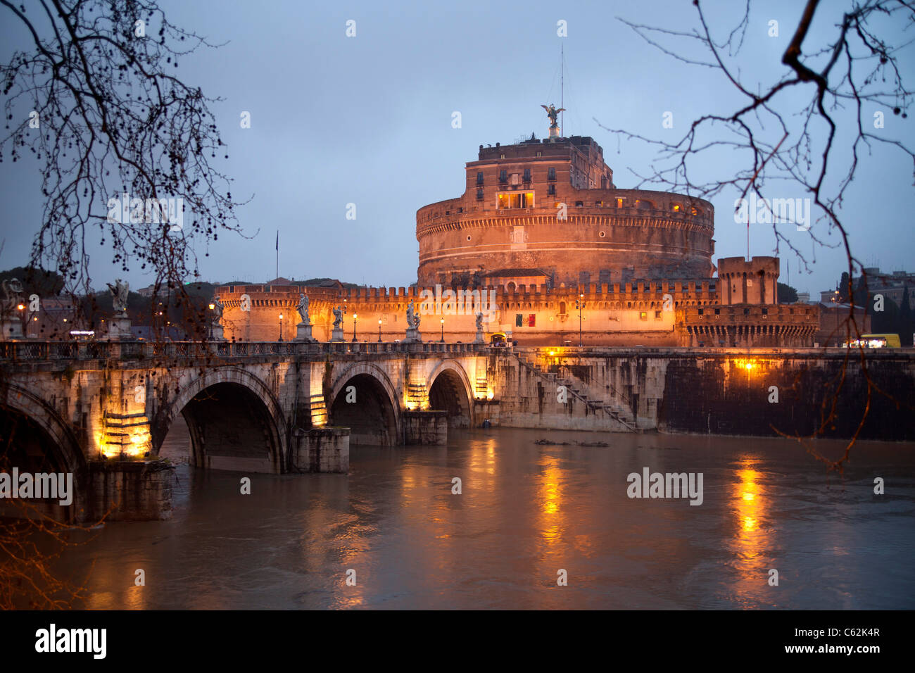 Castel Sant'Angelo and bridge with angels in Rome, Italy Stock Photo