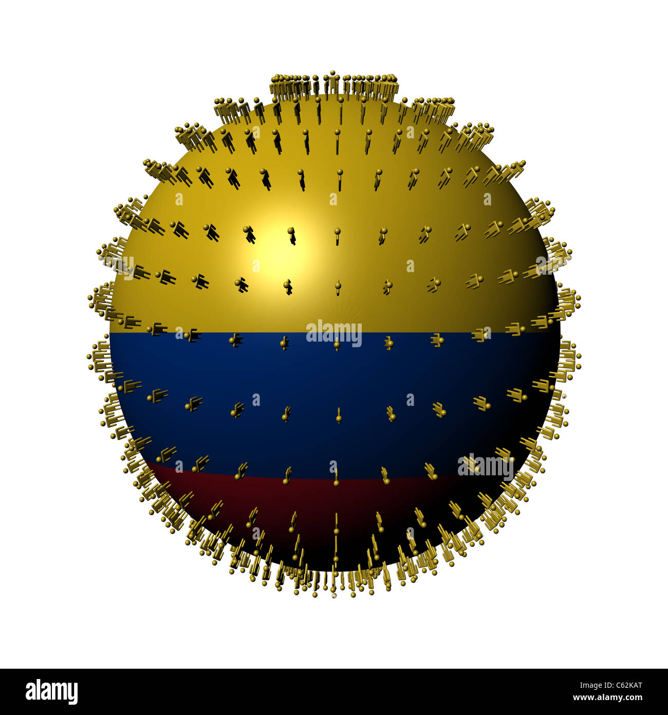 Colombia flag sphere surrounded by people illustration Stock Photo