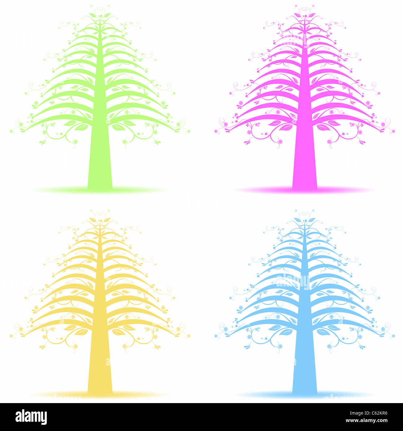 Beautiful art trees collection isolated on white background Stock Photo ...