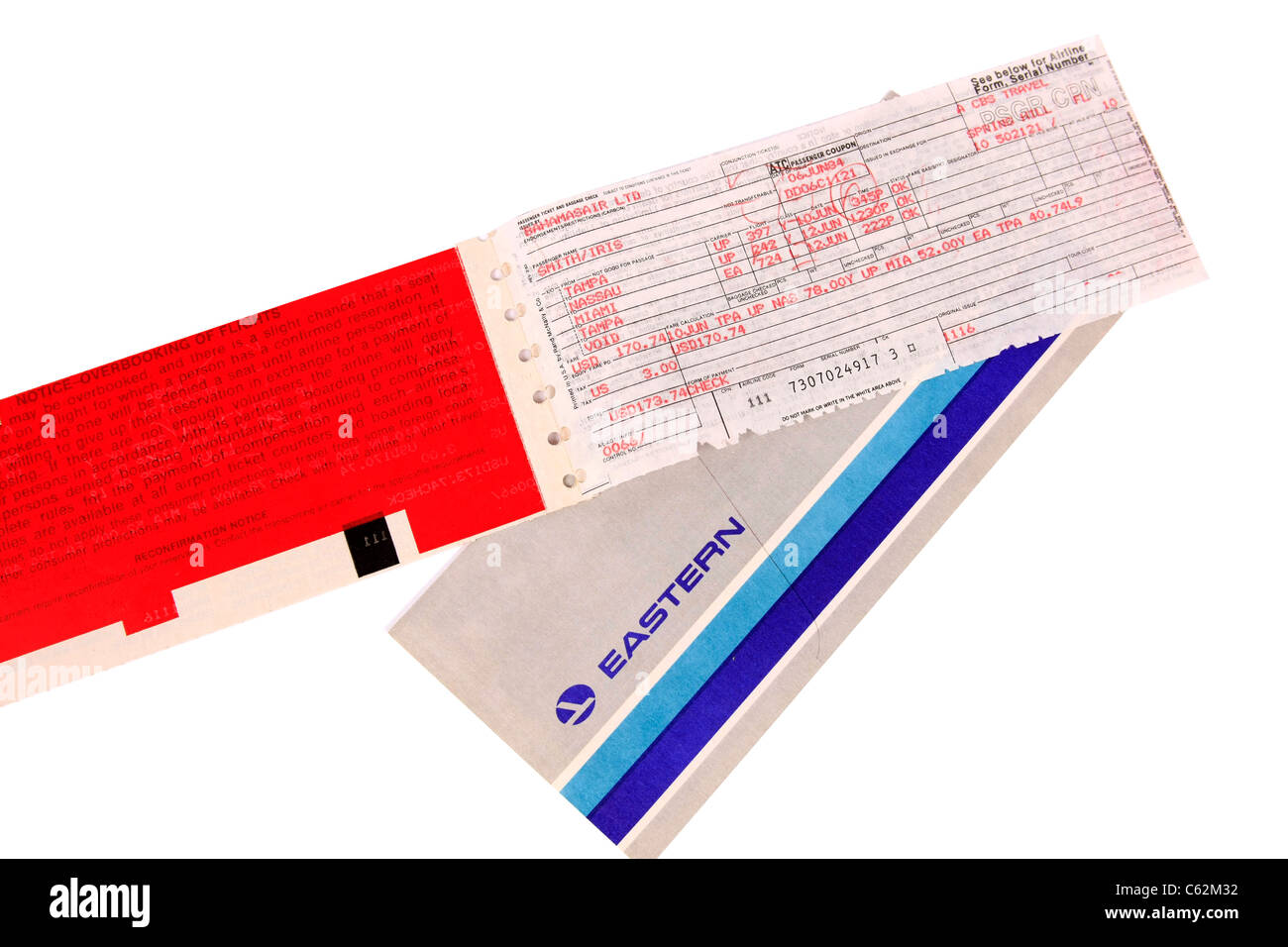 American Eastern Airlines Flight ticket Stock Photo