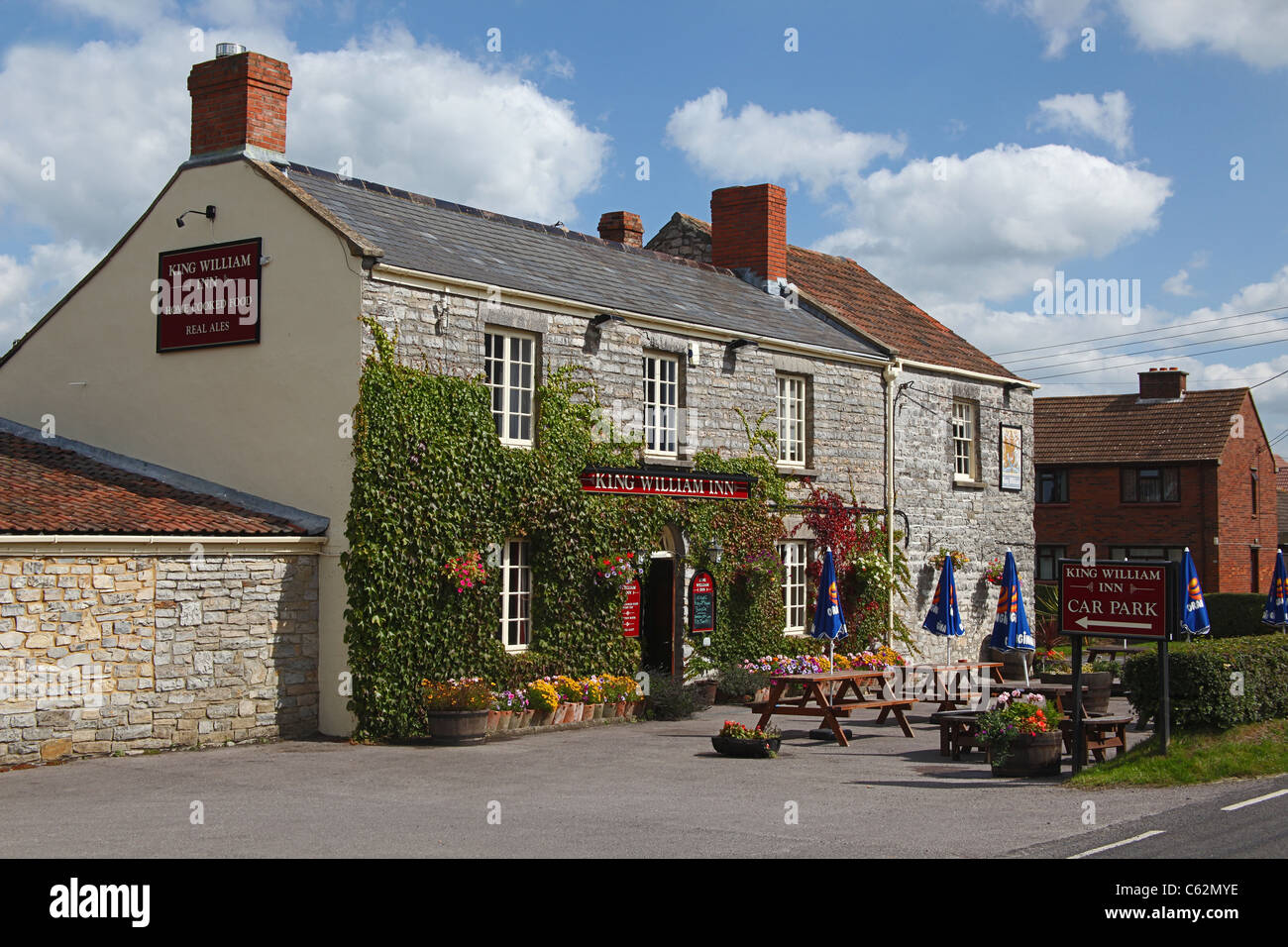 The King William Inn in the village of Catcott, Somerset, England, UK
