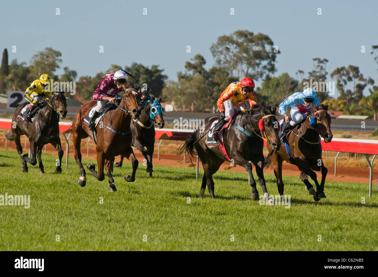 Horse racing in Kalgoorlie Western Australia at the Kalgoorlie-Boulder Racing Club Stock Photo