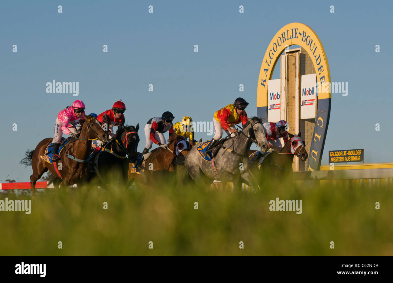 Horse racing in Kalgoorlie Western Australia at the Kalgoorlie-Boulder Racing Club Stock Photo